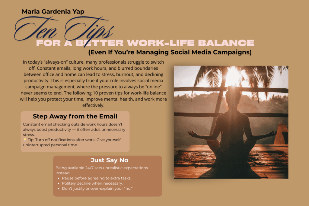 work-life balance and social media campaign management illustration